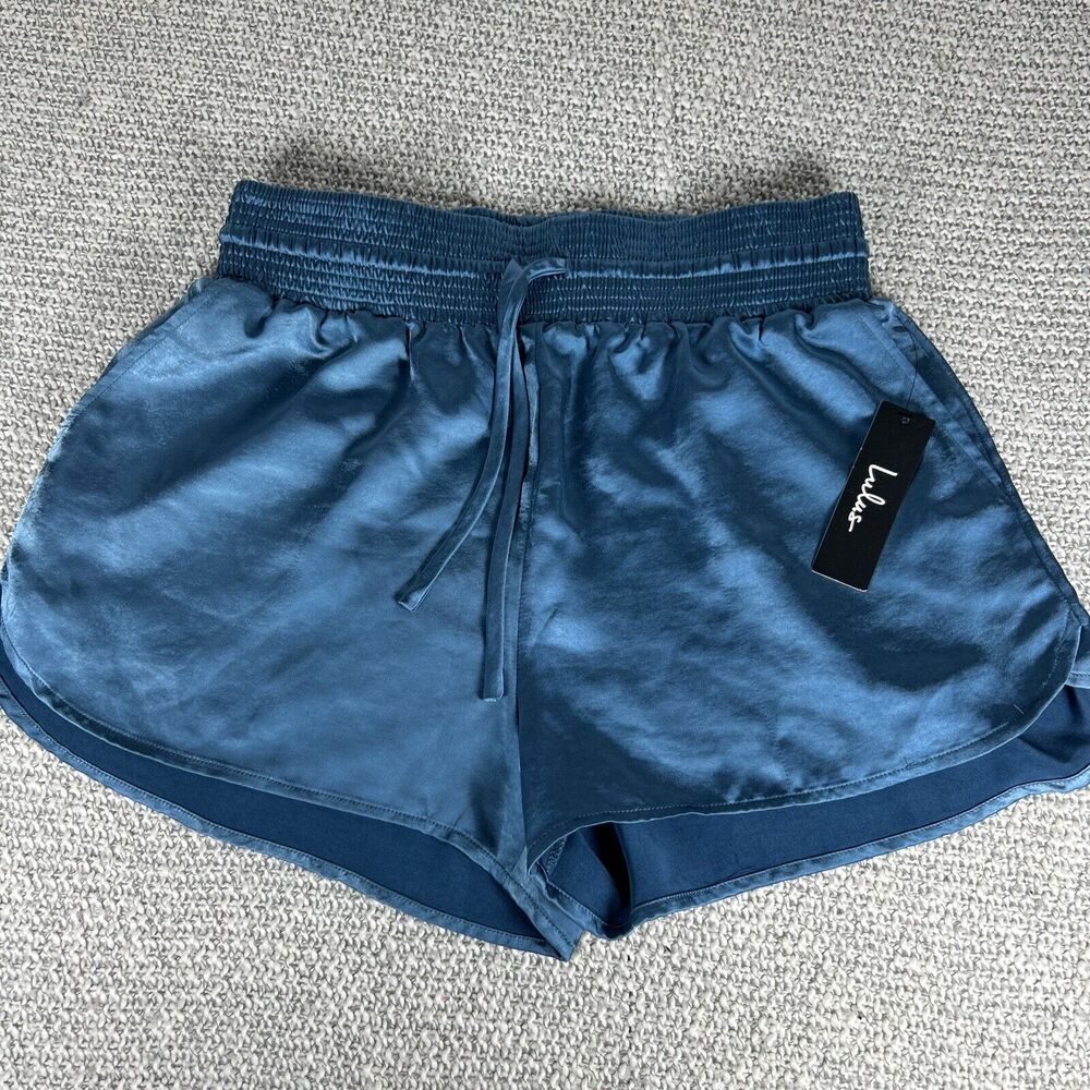 Lulus Satin Shorts Women's Size M Aqua Blue Medium NWT Stretch Fit
